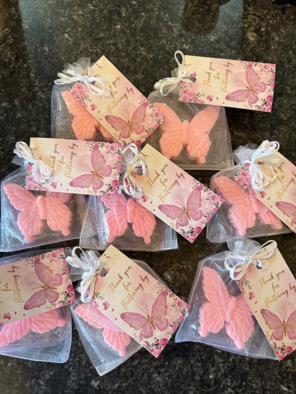 8 Pink Butterfly Thank You Soap Favor Set